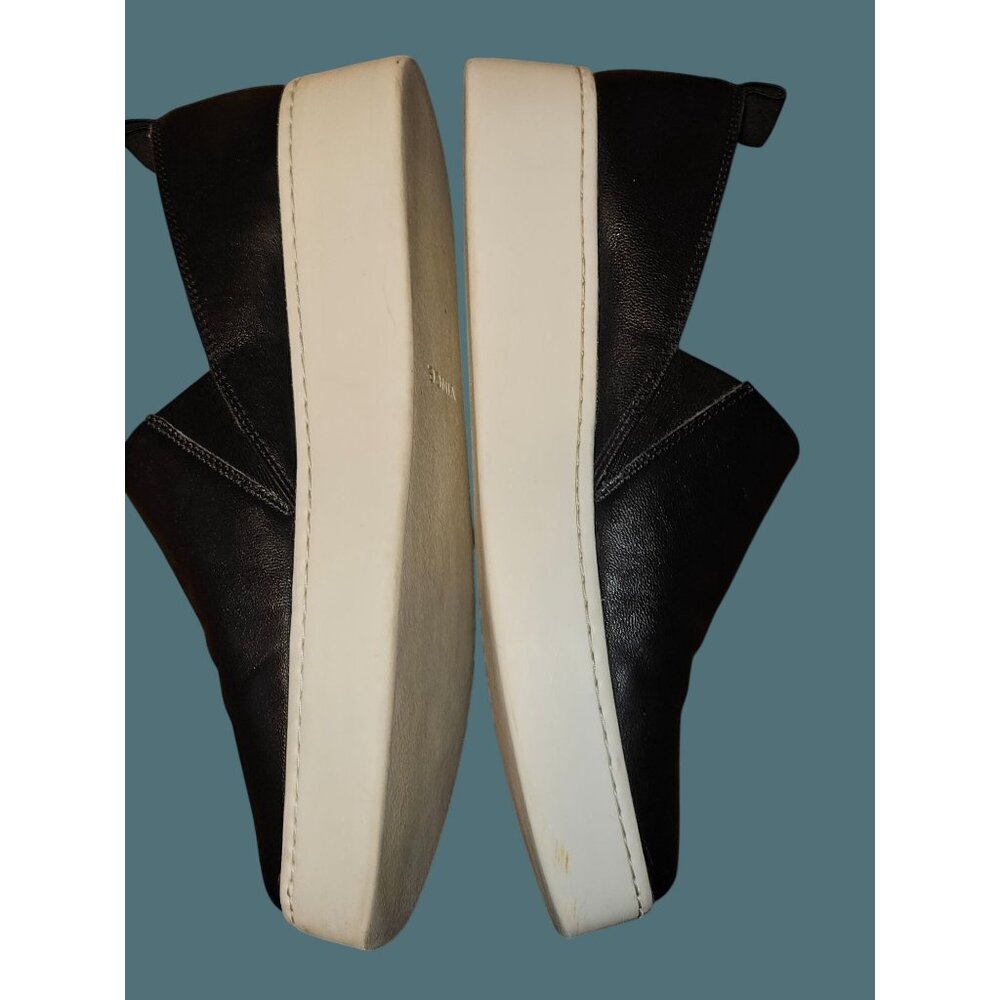 Vince Black Leather Saxon 2 Slip On Platform Sneakers Women 8 MEDIUM - Picture 8 of 13